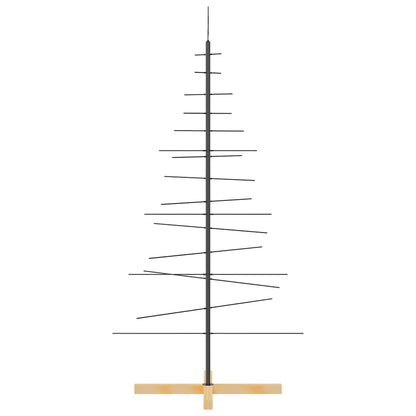 Metal Christmas Tree with Wooden Base Black 150 cm