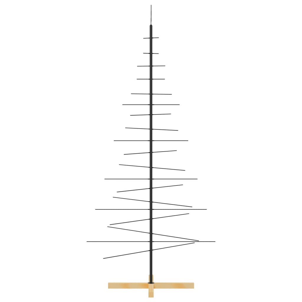 Metal Christmas Tree with Wooden Base Black 180 cm