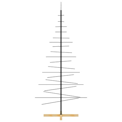 Metal Christmas Tree with Wooden Base Black 180 cm