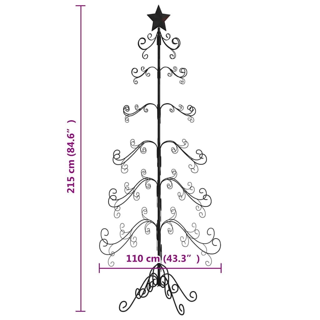 Metal Christmas Tree for Decoration Black 215 cm