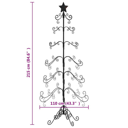 Metal Christmas Tree for Decoration Black 215 cm