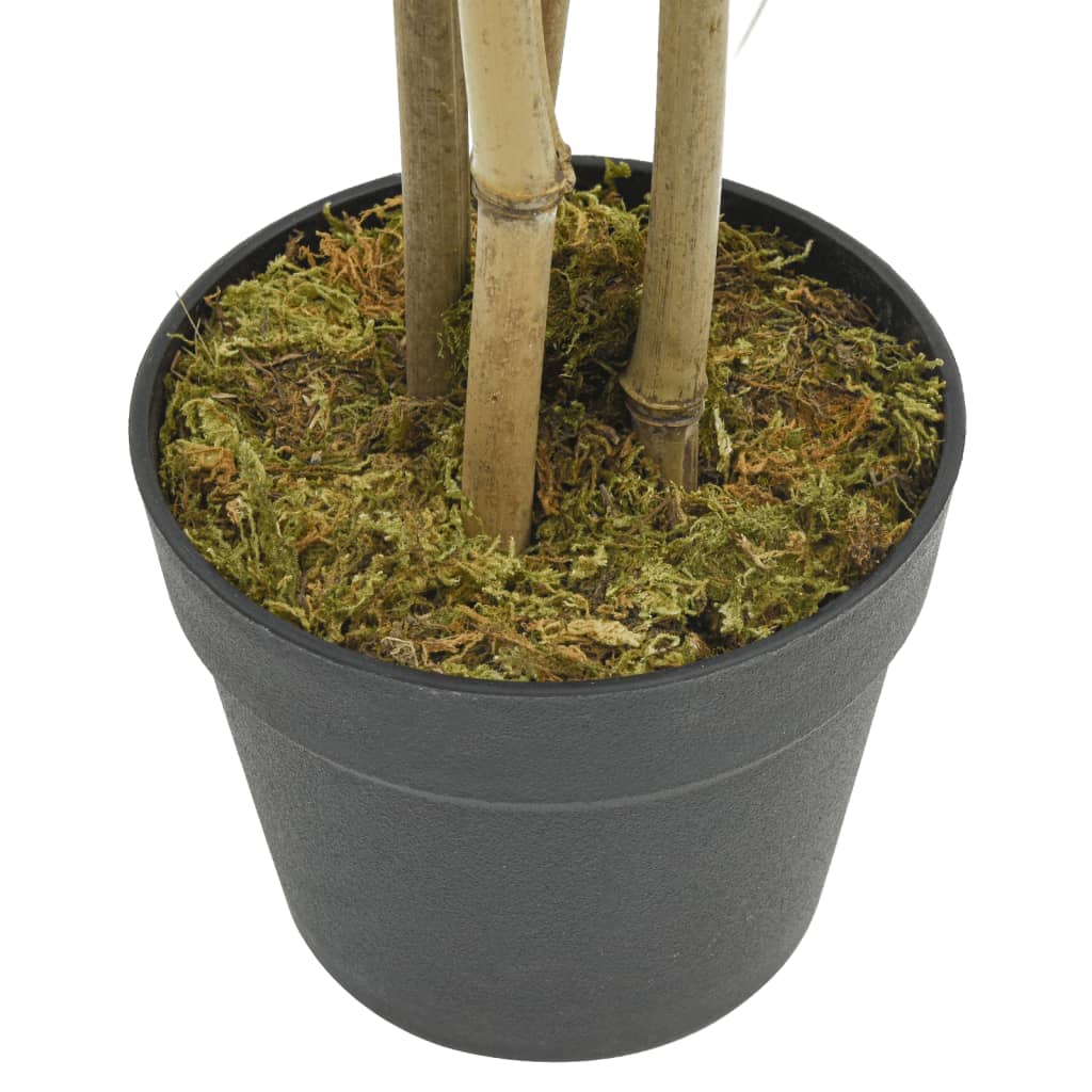 Artificial Bamboo Tree installed in a plastic round pot, showing its maintenance-free, hassle-free decorative qualities.
