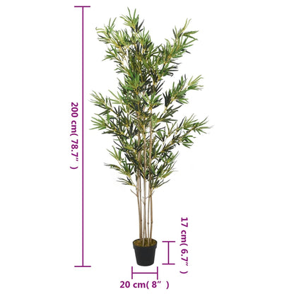 Artificial Bamboo Tree 1380 Leaves in a stylish plastic pot, perfect for indoor and outdoor decoration with no maintenance required.