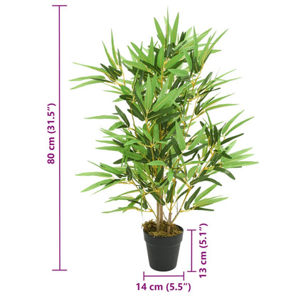 Artificial Bamboo Tree with 368 Leaves, 80 cm tall in vibrant green, perfect for decorating living rooms, offices, or outdoor gardens.