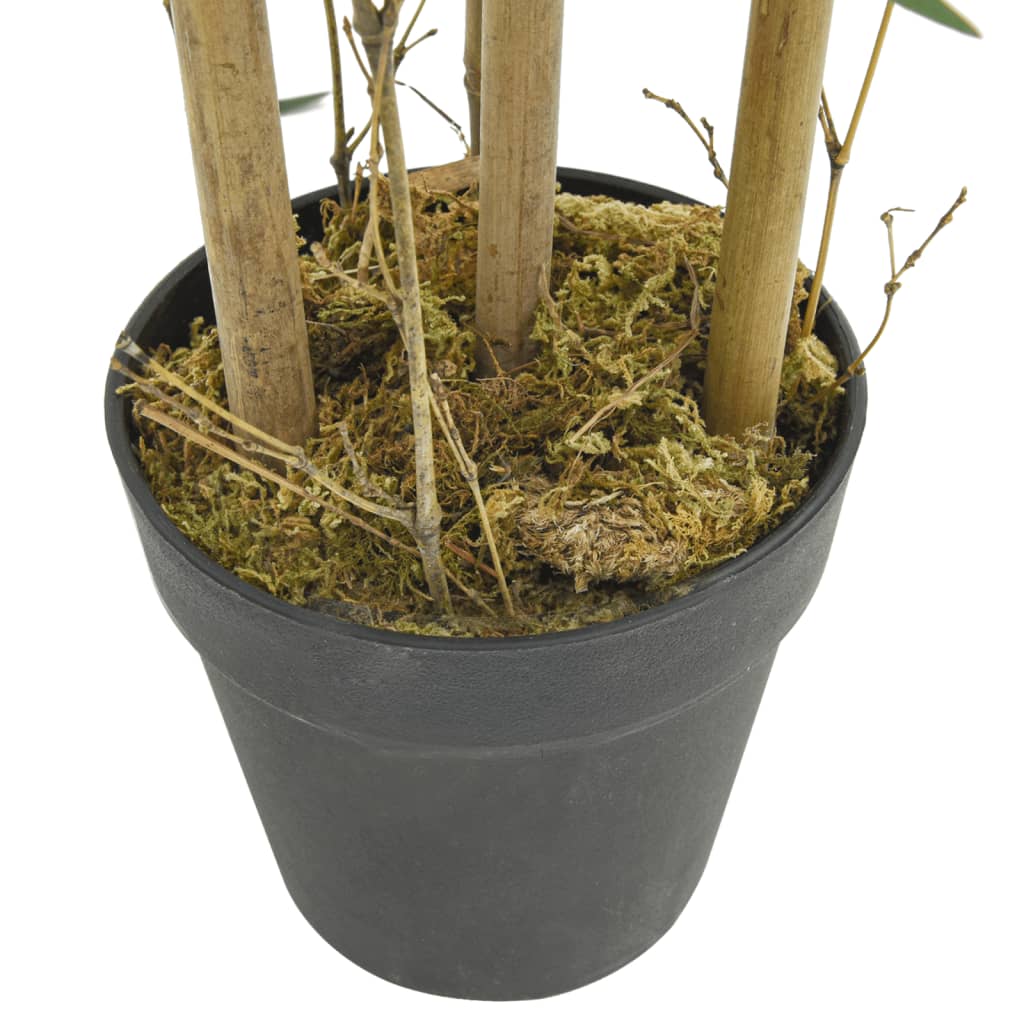 Lifelike bamboo trunks of the Artificial Bamboo Tree, showcasing natural texture in a green indoor setting.