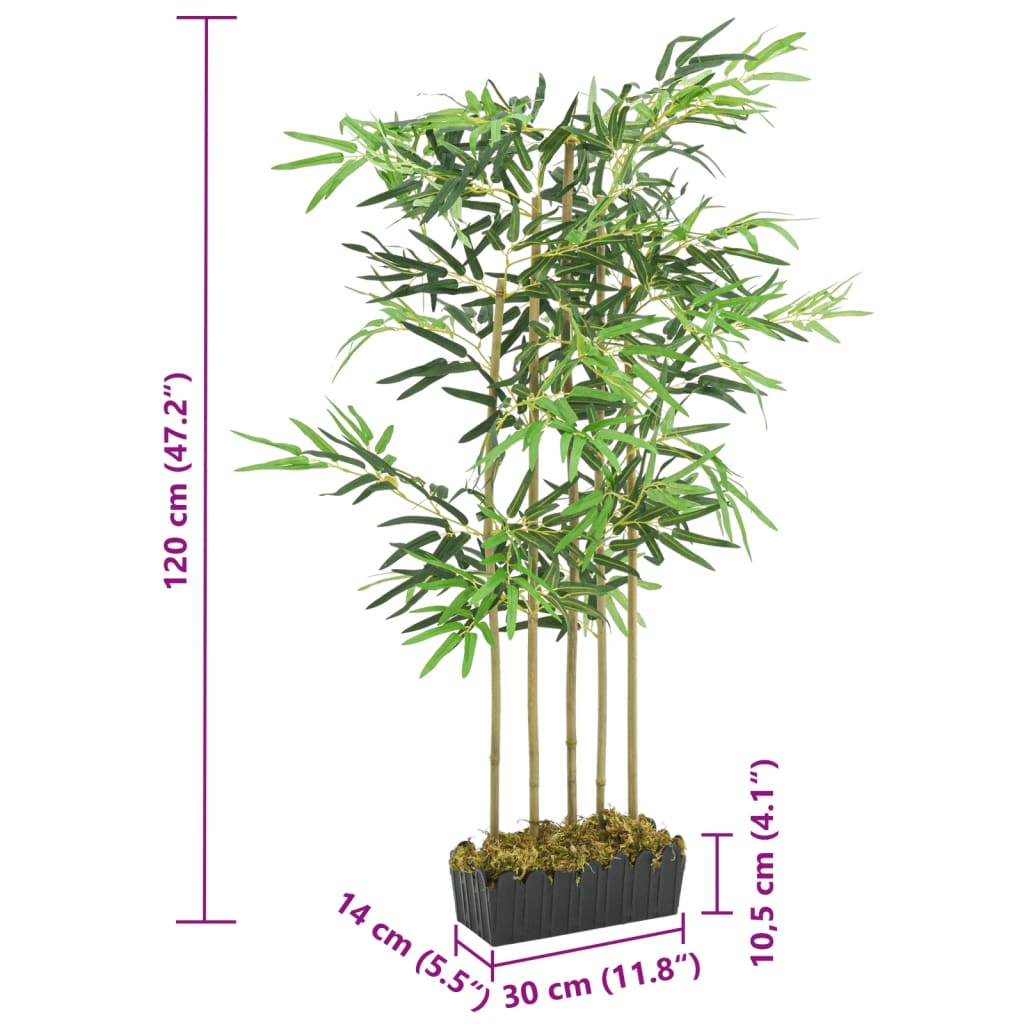 Artificial Bamboo Tree 730 Leaves 120 cm Green, beautifully displayed on a patio for an outdoor natural ambiance.
