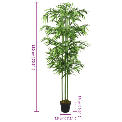 Artificial Bamboo Tree 864 Leaves 180 cm Green displayed outdoors, perfect for enhancing garden, patio, or poolside areas with a natural atmosphere.