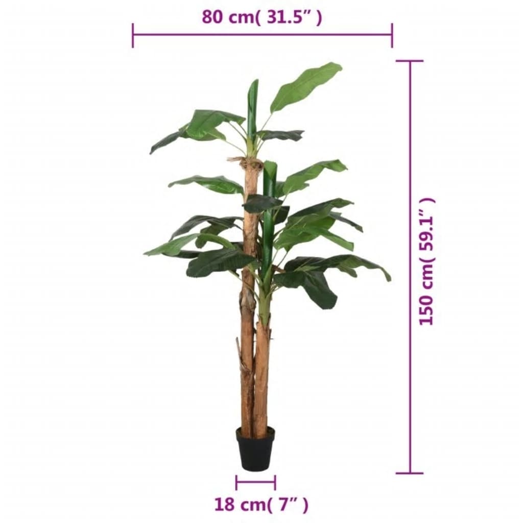 Outdoor setting featuring the Artificial Banana Tree 18 Leaves 150 cm Green, ideal for gardens and patios, showcasing its vibrant foliage.