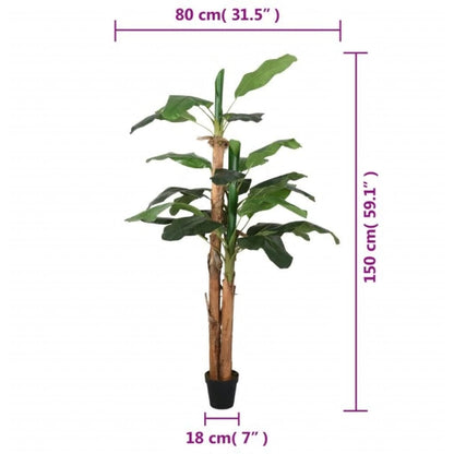 Outdoor setting featuring the Artificial Banana Tree 18 Leaves 150 cm Green, ideal for gardens and patios, showcasing its vibrant foliage.