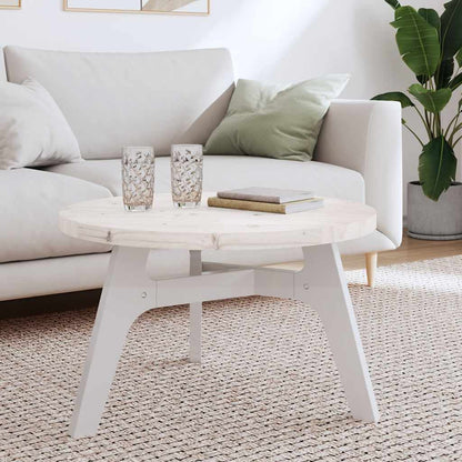 Table Top Round White Ø70x3 cm Solid Wood Pine