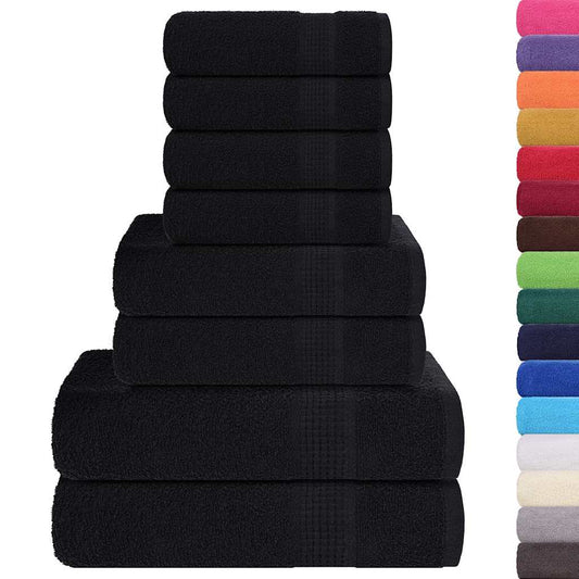 8 Piece Towel Set "FROGN" Black 360 gsm