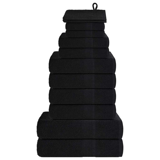 12 Piece Towel Set "FROGN" Black 360 gsm