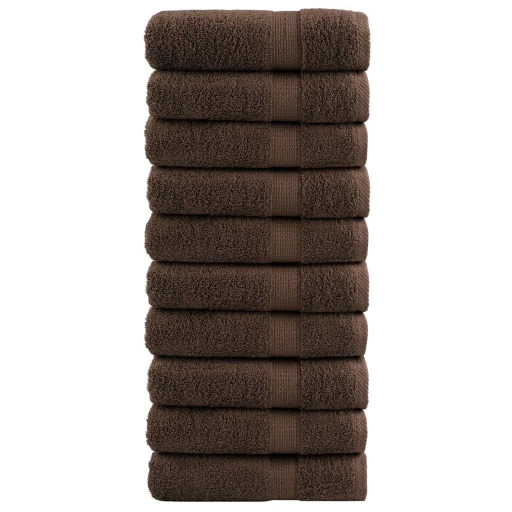 Premium Bath Towels "SOLUND" 10 pcs Brown 100x150 cm 600 gsm