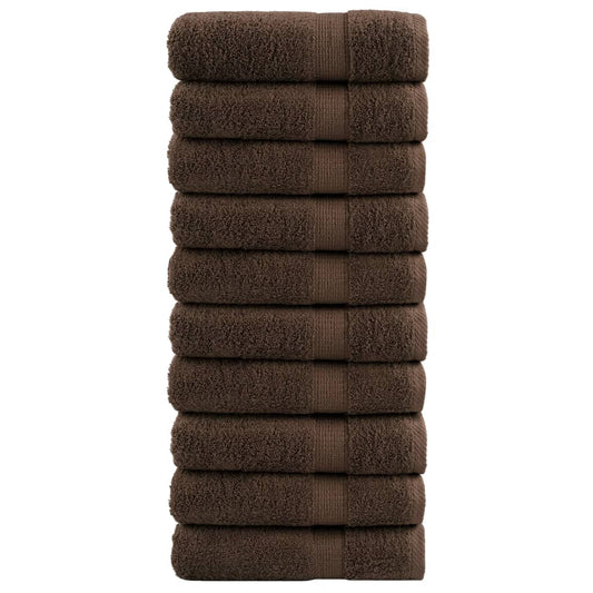Premium Bath Towels "SOLUND" 10 pcs Brown 100x150 cm 600 gsm
