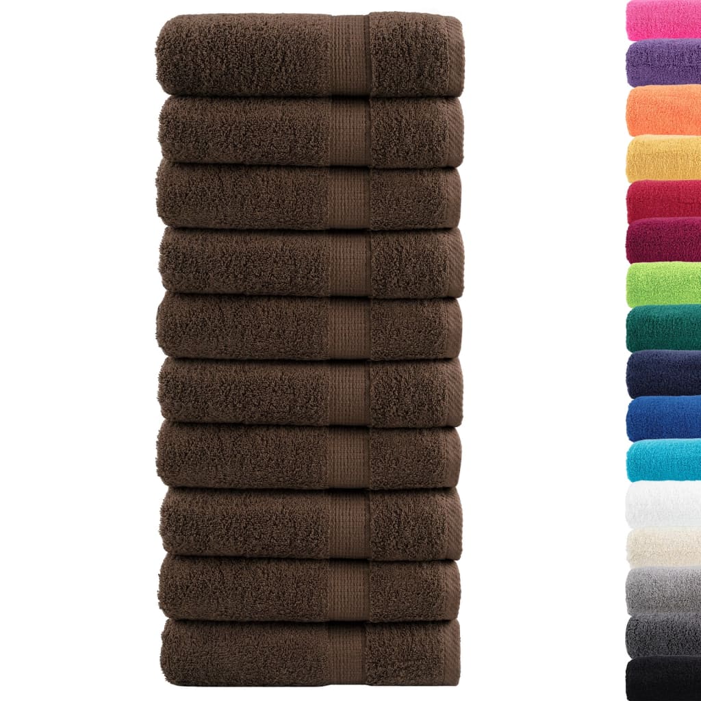 Premium Bath Towels "SOLUND" 10 pcs Brown 100x150 cm 600 gsm