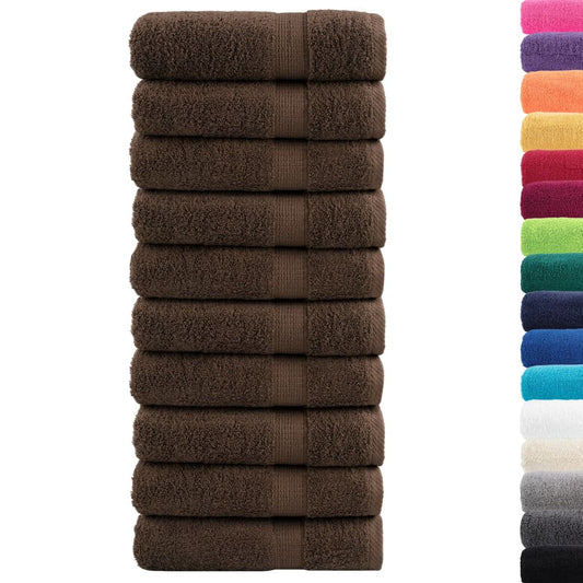 Premium Bath Towels "SOLUND" 10 pcs Brown 100x150 cm 600 gsm