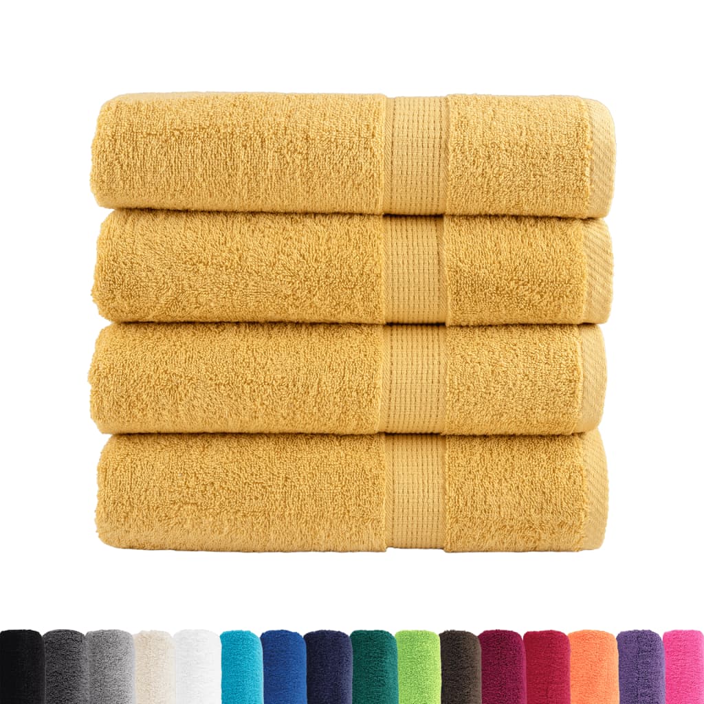 Premium Hand Towels "SOLUND" 4 pcs Gold 50x100 cm 600 gsm