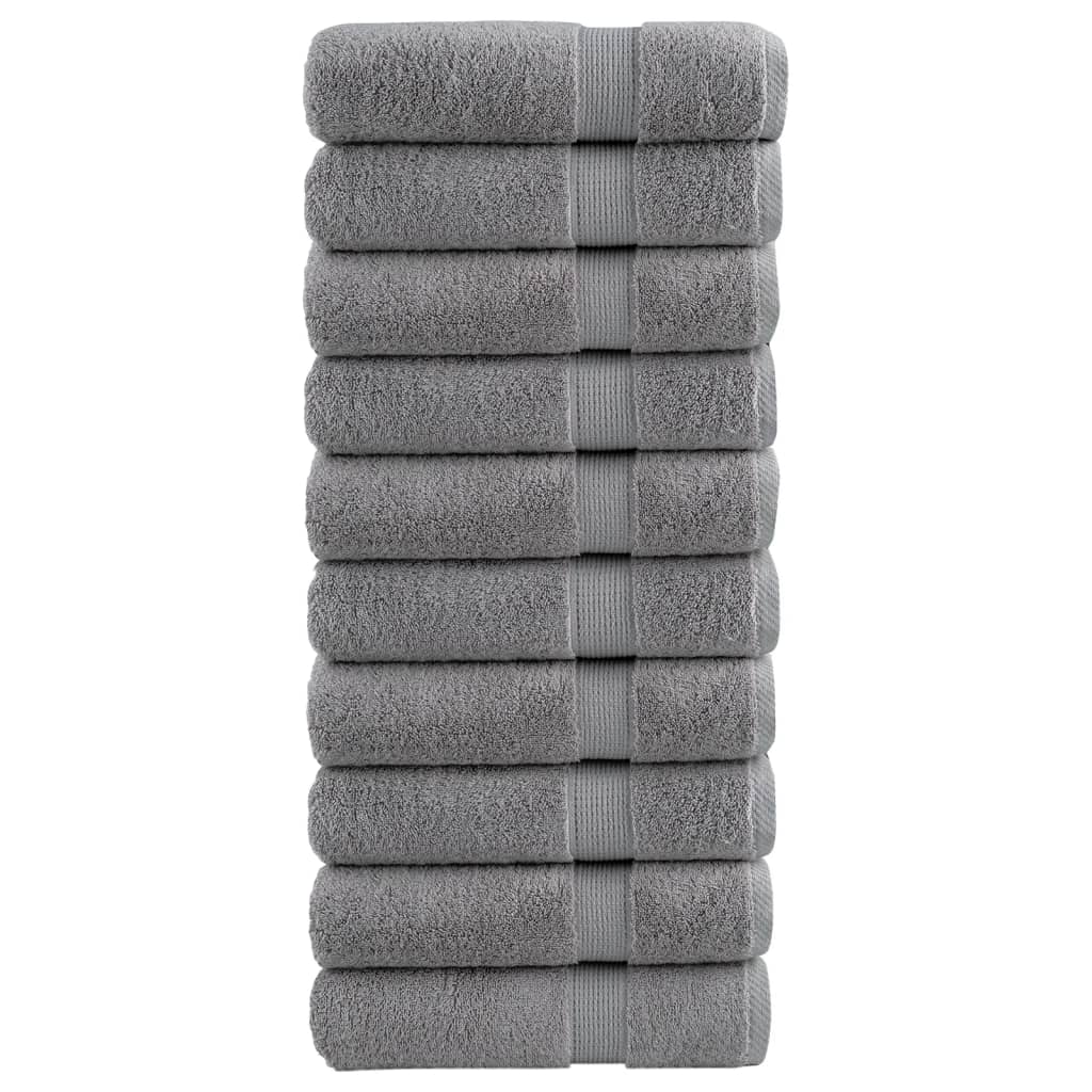 Premium Bath Towels "SOLUND" 10 pcs Grey 100x150 cm 600 gsm
