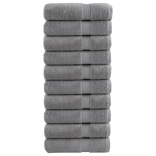Premium Bath Towels "SOLUND" 10 pcs Grey 100x150 cm 600 gsm