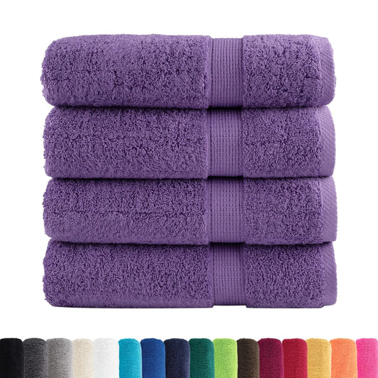 Premium Bath Towels "SOLUND" 4 pcs Purple 100x150 cm 600 gsm