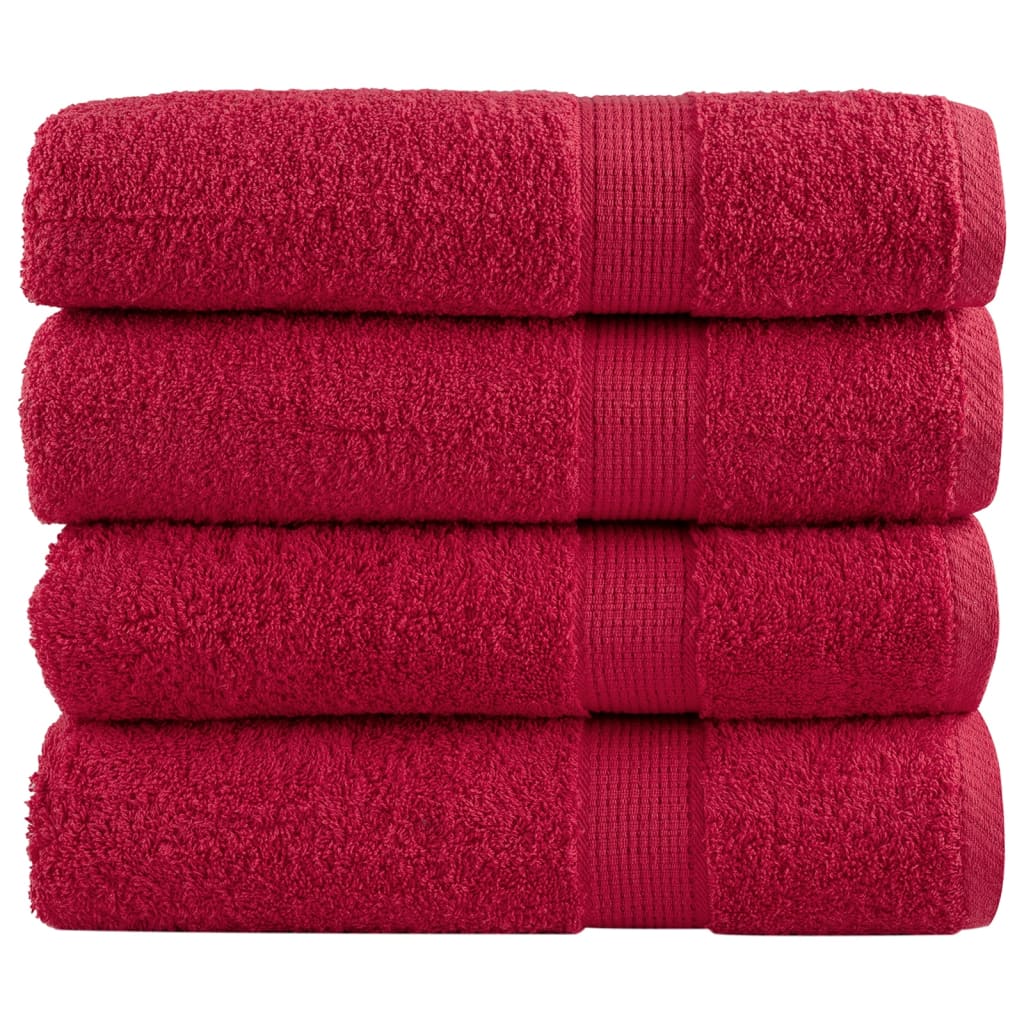 Premium Bath Towels "SOLUND" 4 pcs Red 100x150 cm 600 gsm