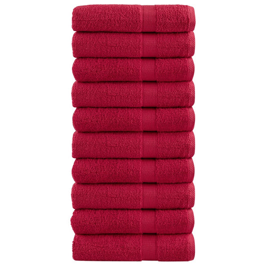 Premium Bath Towels "SOLUND" 10 pcs Red 100x150 cm 600 gsm