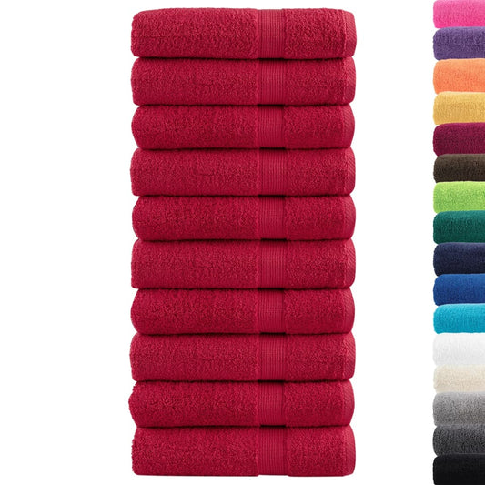 Premium Bath Towels "SOLUND" 10 pcs Red 100x150 cm 600 gsm