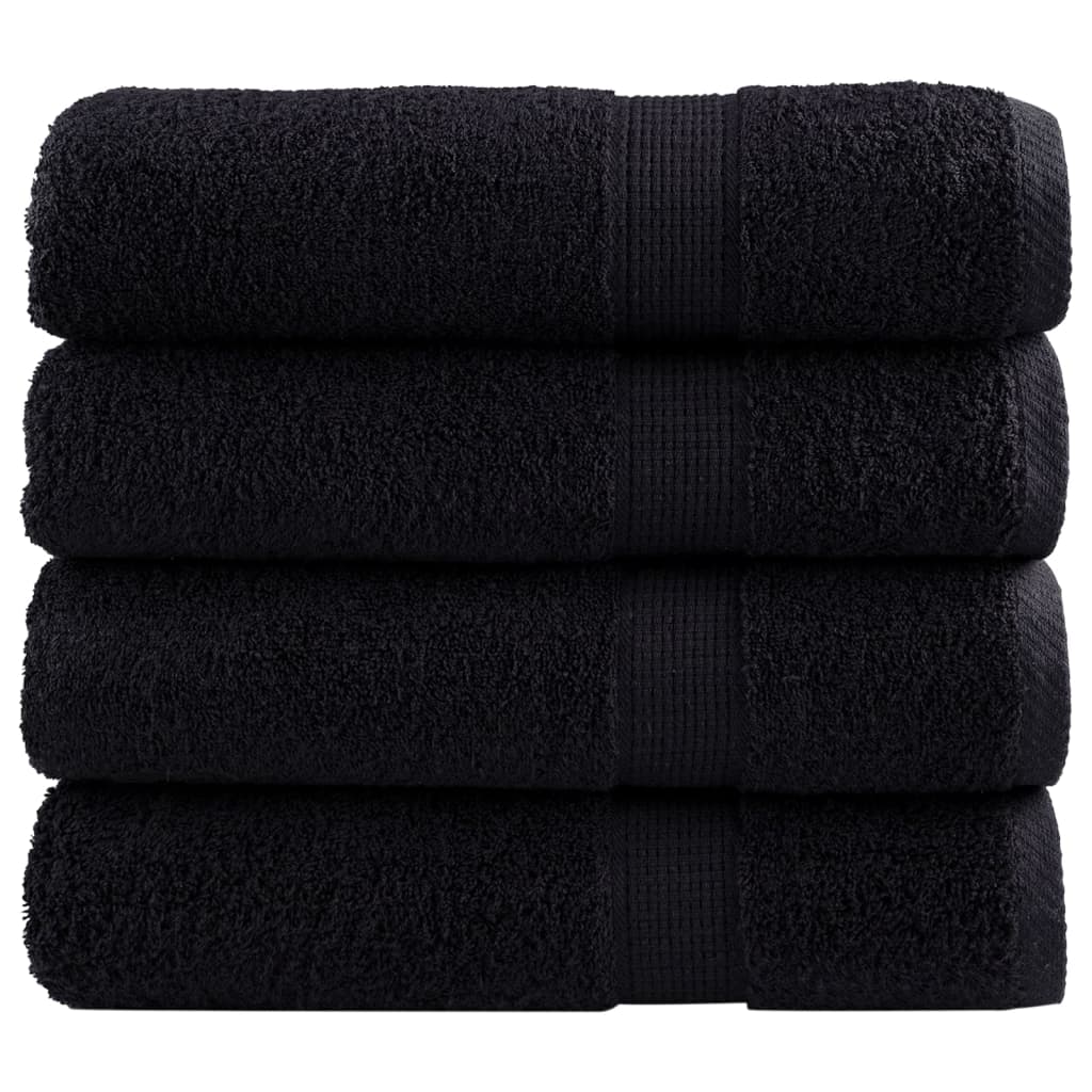 Premium Bath Towels "SOLUND" 4 pcs Black 100x150 cm 600 gsm