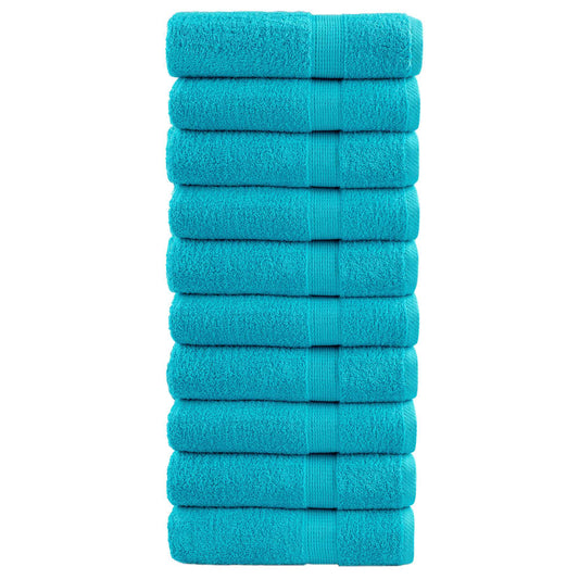 Premium Bath Towels "SOLUND" 10 pcs Turquoise 100x150 cm 600 gsm