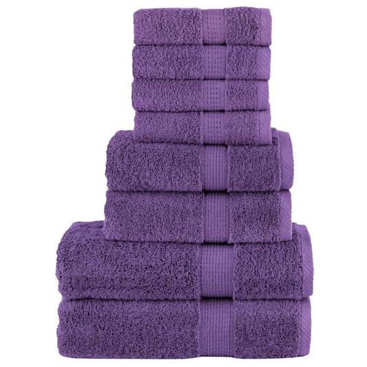 8 Piece Premium Towel Set SOLUND Purple 600 gsm