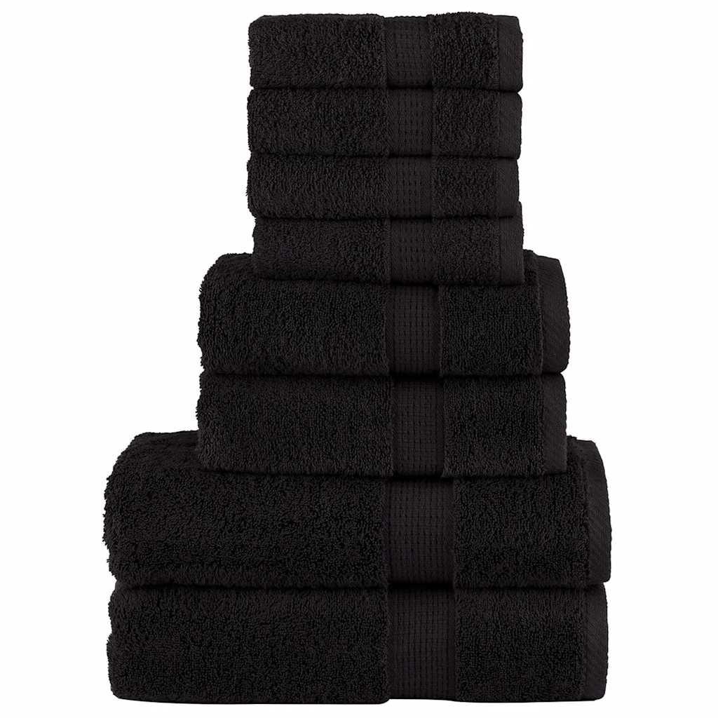 8 Piece Premium Towel Set SOLUND Black 600 gsm
