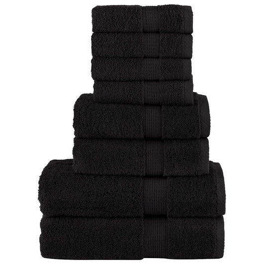 8 Piece Premium Towel Set SOLUND Black 600 gsm