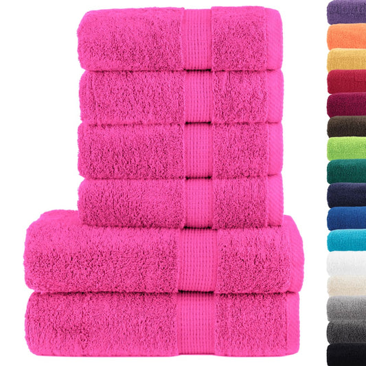6 Piece Premium Towel Set SOLUND Pink 600 gsm