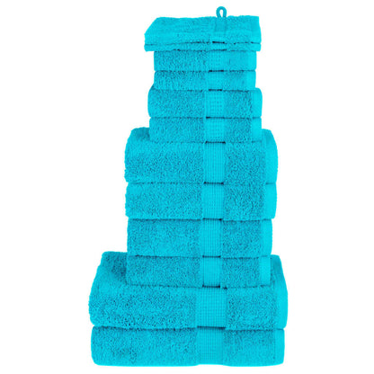 12 Piece Premium Towel Set SOLUND Turquoise 600 gsm