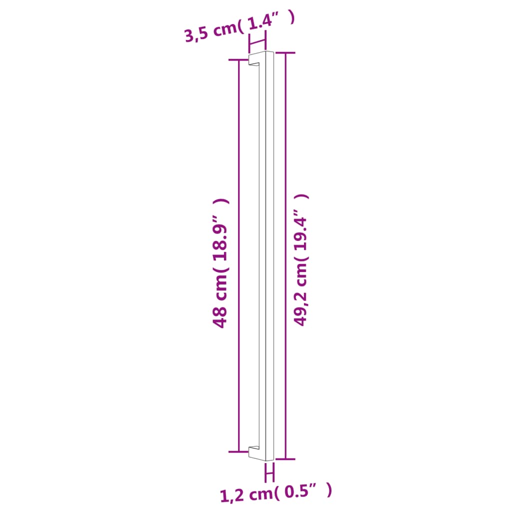 Cabinet Handles 20 pcs Silver 480 mm Stainless Steel