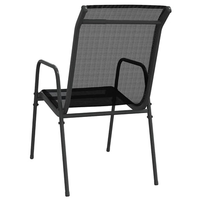 3 Piece Garden Dining Set Black Steel