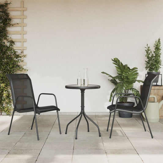 Garden Dining Set | Black, Anthracite | Steel, Textilene, Glass