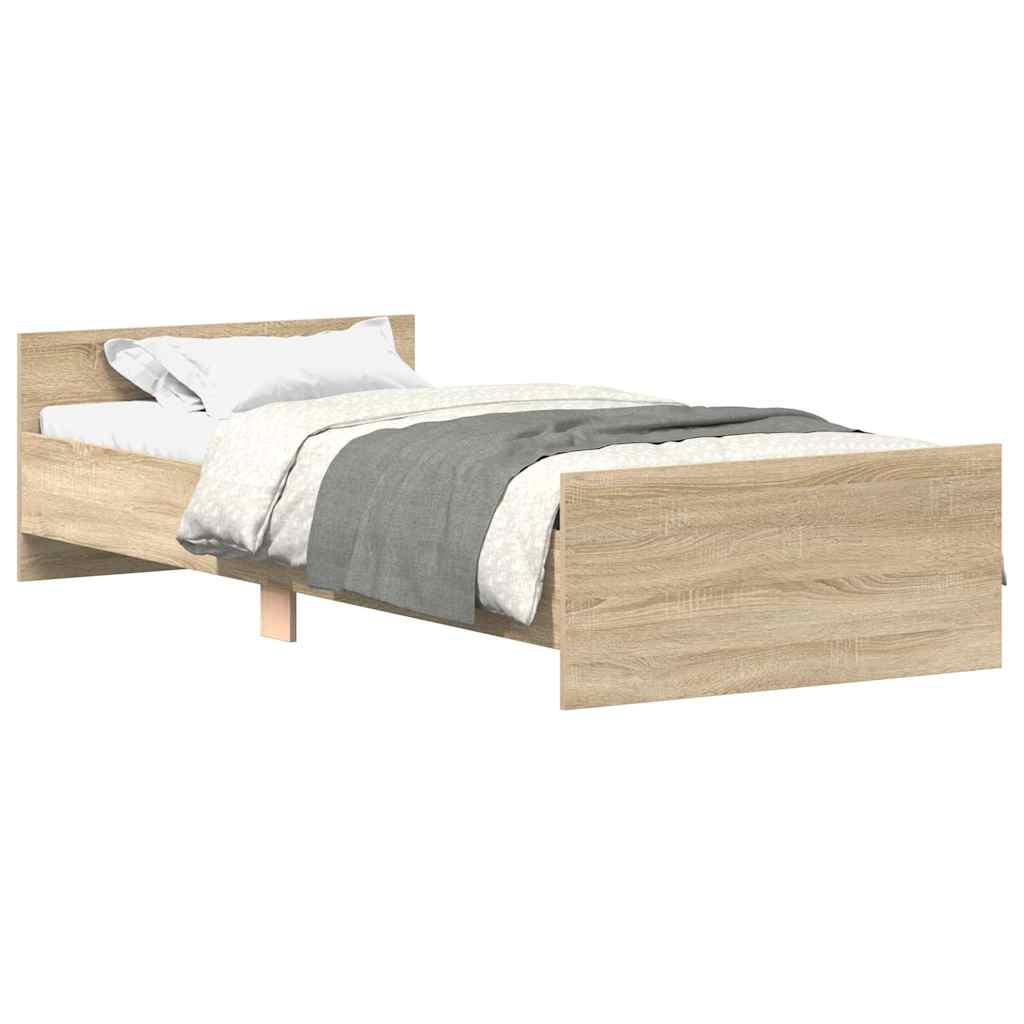 Bed Frame without Mattress Sonoma Oak 90x200 cm Engineered Wood
