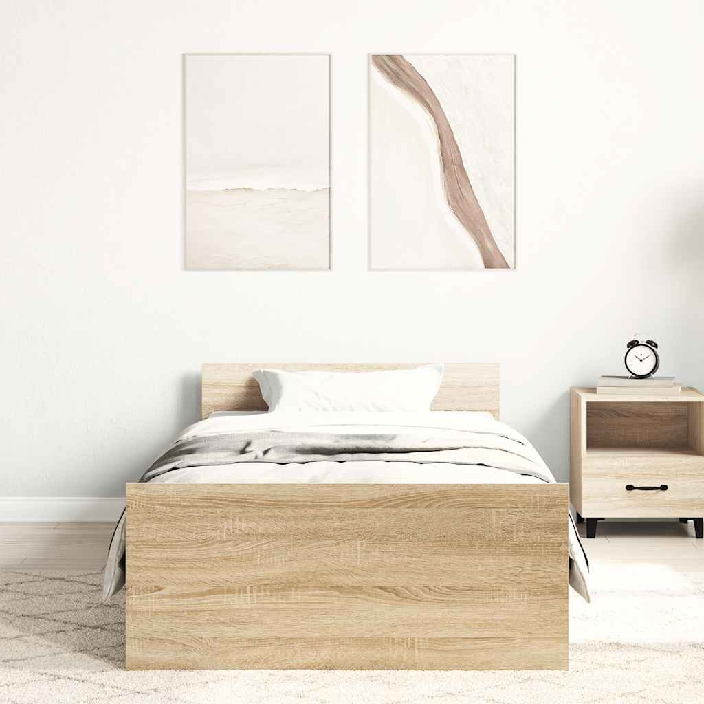 Bed Frame without Mattress Sonoma Oak 90x200 cm Engineered Wood