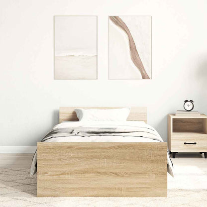 Bed Frame without Mattress Sonoma Oak 90x200 cm Engineered Wood