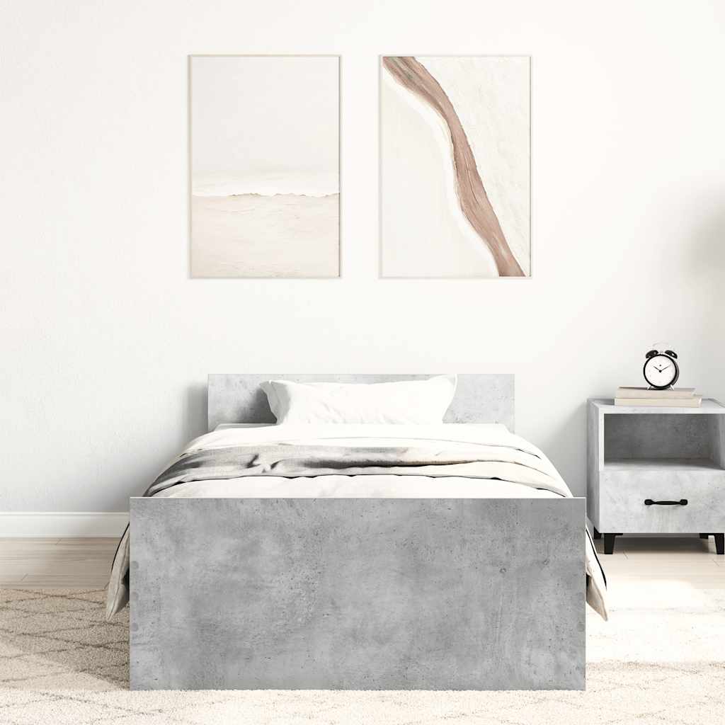 Bed Frame without Mattress Concrete Grey 90x200 cm