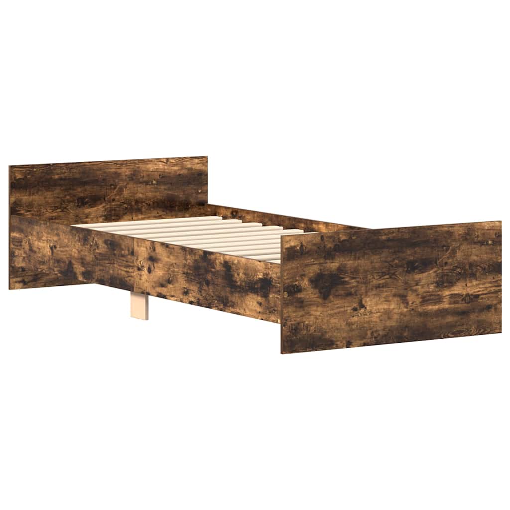 Bed Frame without Mattress Smoked Oak 90x200 cm Engineered Wood