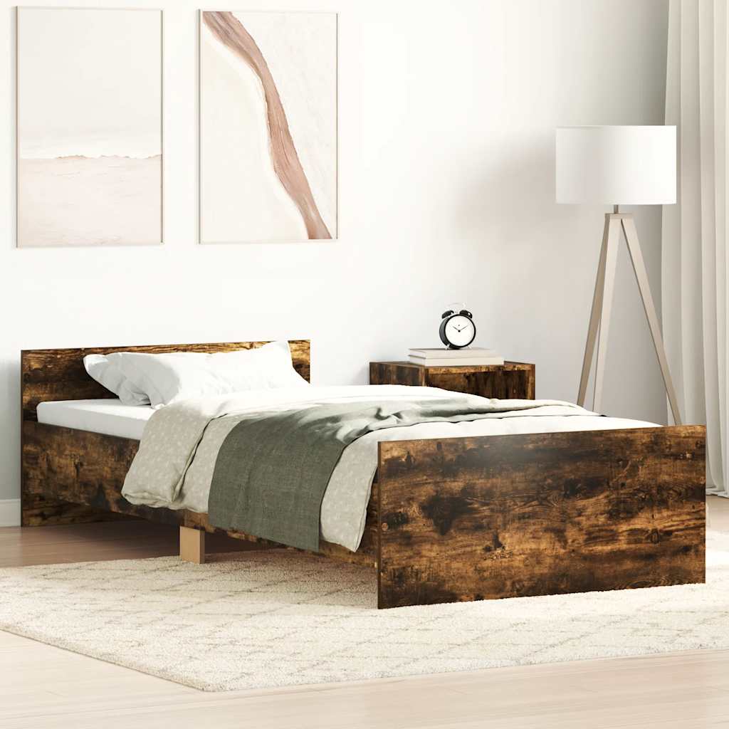 Bed Frame without Mattress Smoked Oak 90x200 cm Engineered Wood