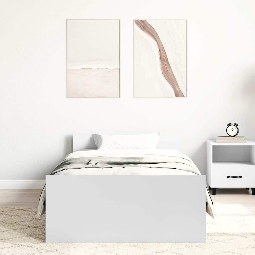 Bed Frame without Mattress White 100x200 cm Engineered Wood