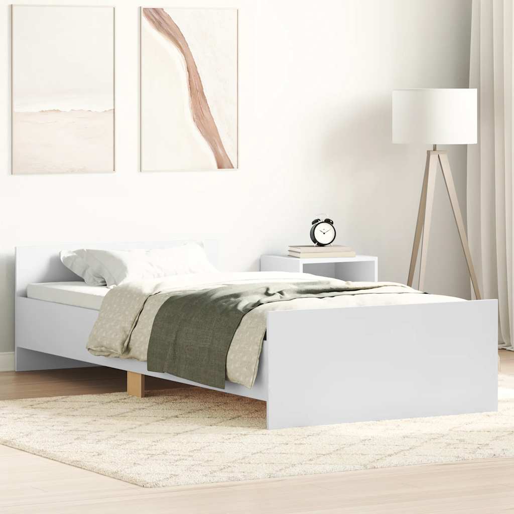 Bed Frame without Mattress White 100x200 cm Engineered Wood