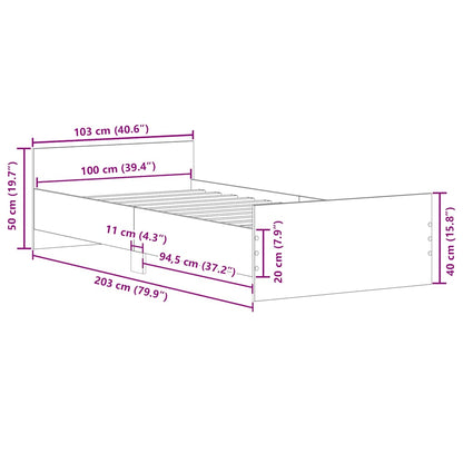 Bed Frame without Mattress Sonoma Oak 100x200cm Engineered Wood