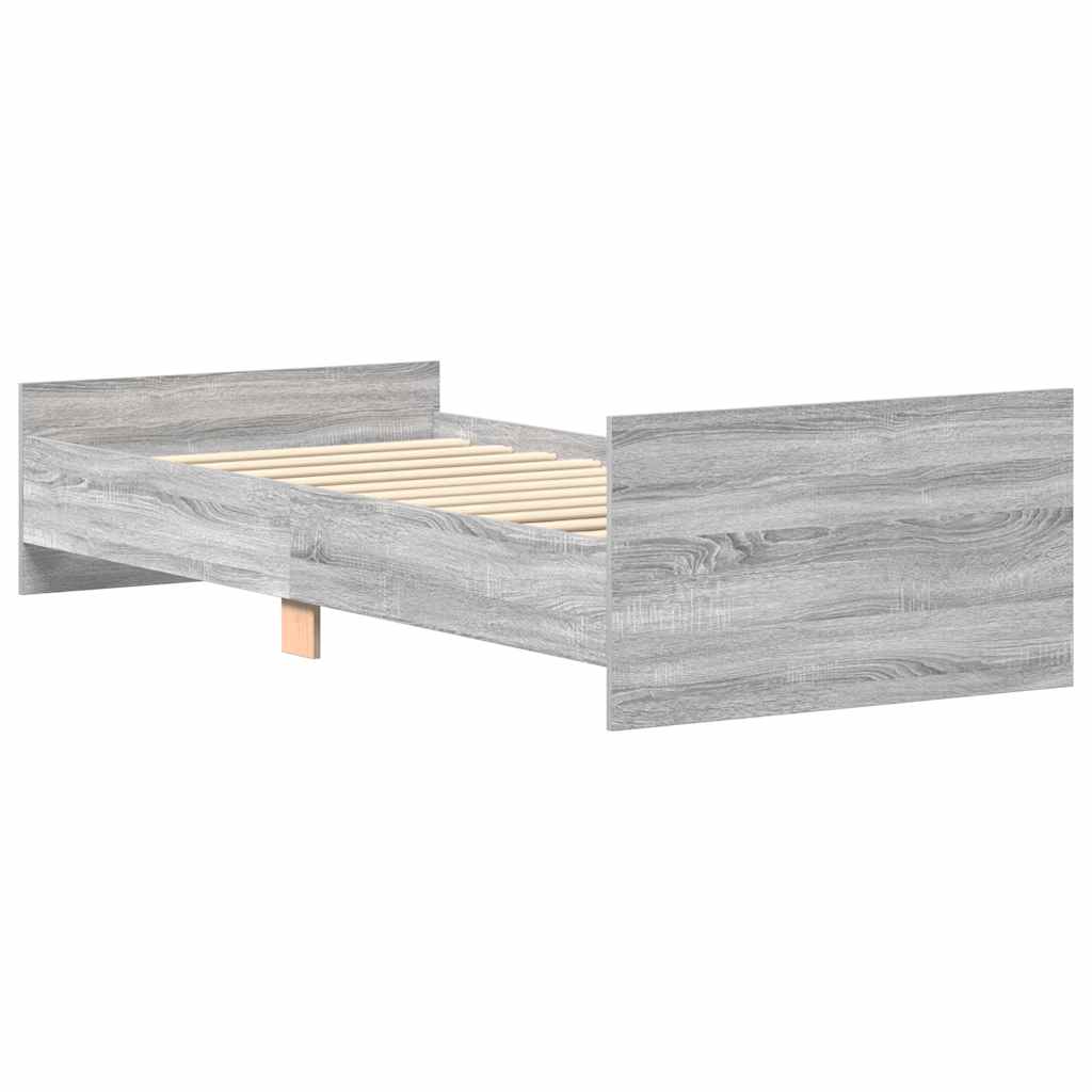 Bed Frame without Mattress Grey Sonoma 100x200 cm Engineered Wood