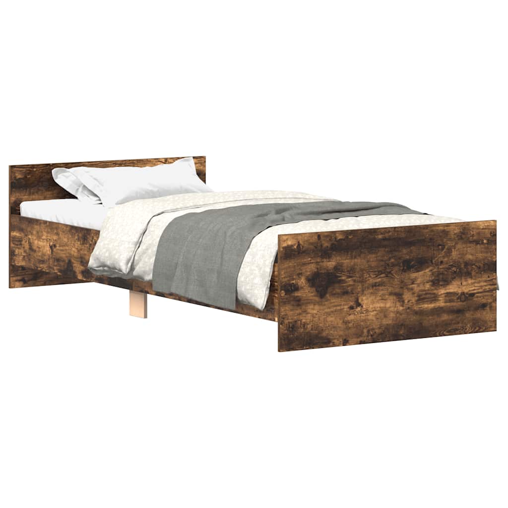 Bed Frame without Mattress Smoked Oak 90x190 cm Single Engineered Wood