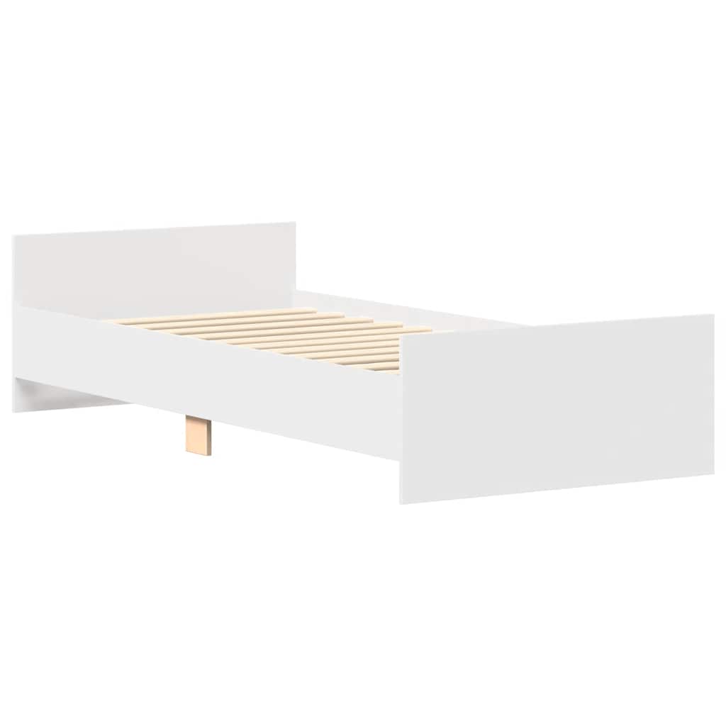 Bed Frame without Mattress White 75x190 cm Small Single  Engineered Wood