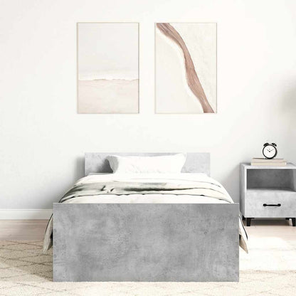 Bed Frame without Mattress Concrete Grey 75x190 cm Small Single